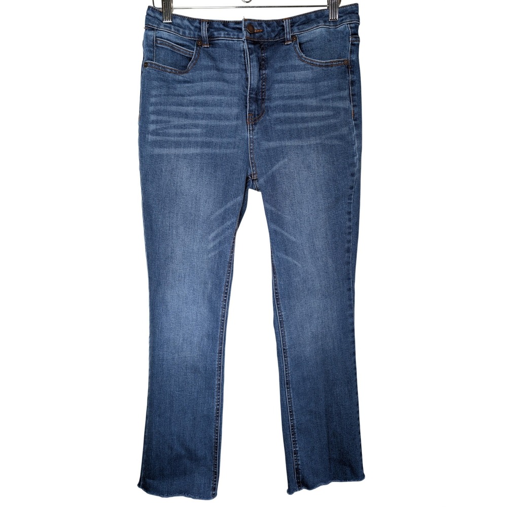 OAT New York Raw Hem Jeans Womens Size 8 29 Medium Wash Blue Stretch